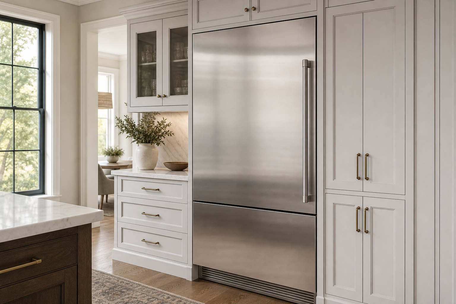 GE Monogram built-in refrigerator in a newer Milpitas kitchen