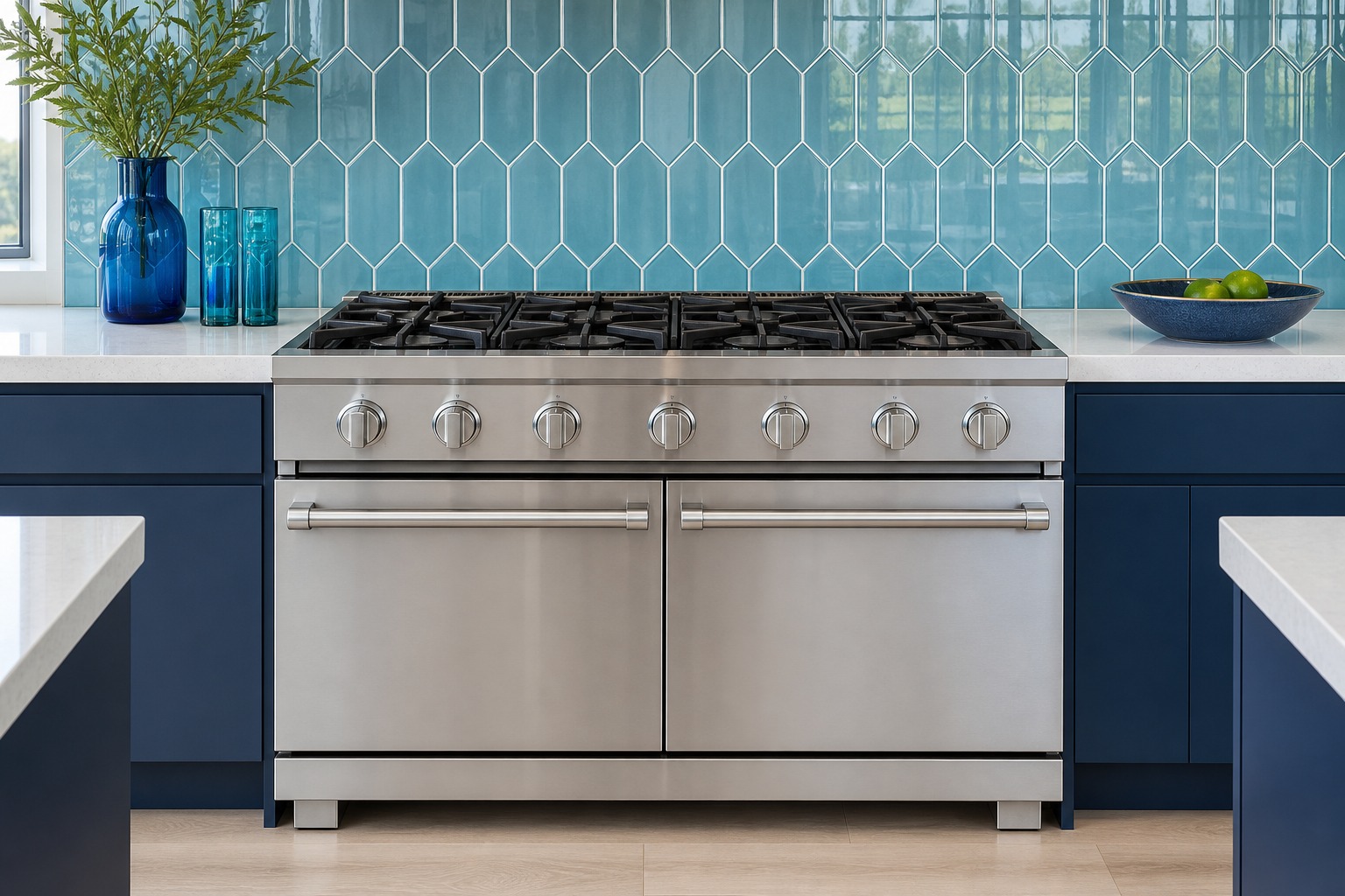 Viking professional range in a bright newer Milpitas home kitchen