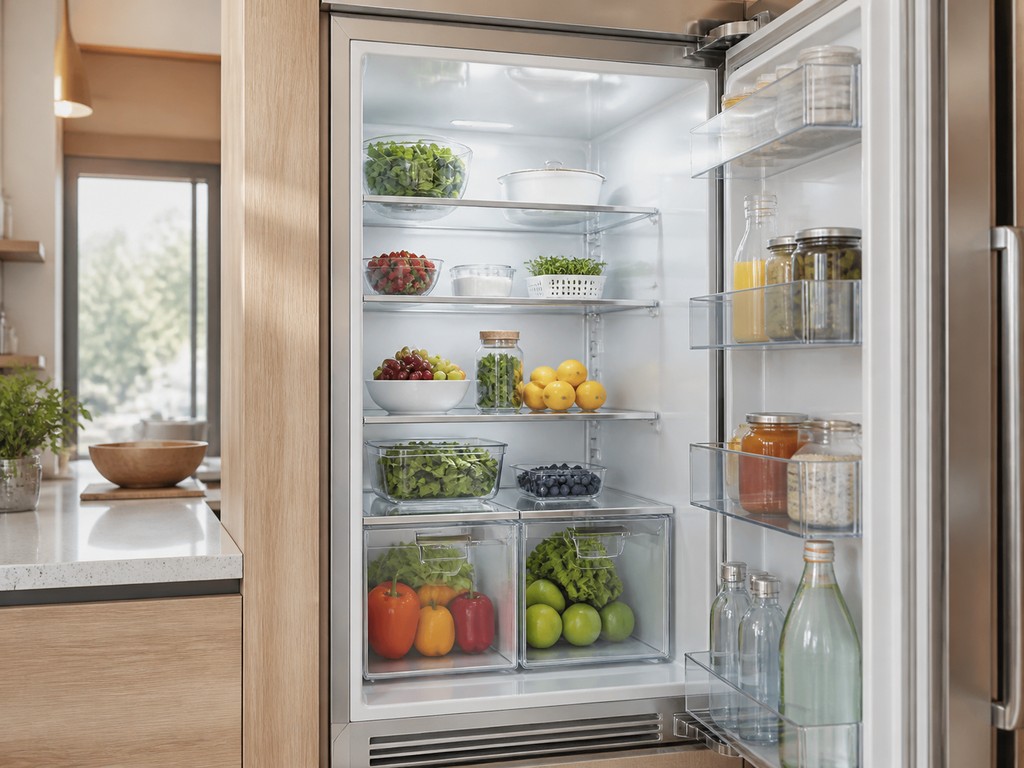 Open built-in Sub-Zero refrigerator in a bright newer Milpitas kitchen, ready for a maintenance check